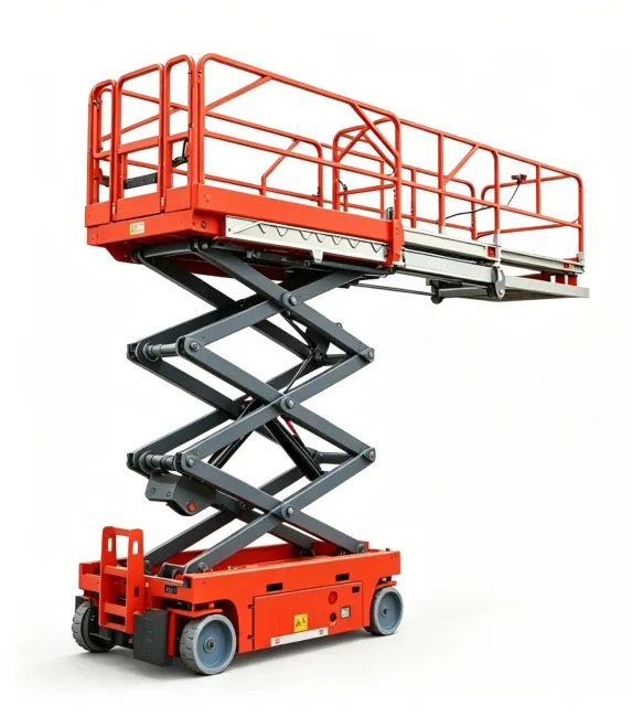 High Reach Dual Extension Scissor Lift 6m 8m Fully Extended Working Platform for High Altitude Work Fully lifted 6M 8M double expansion scissor lift extended platform self-propelled aerial work platform