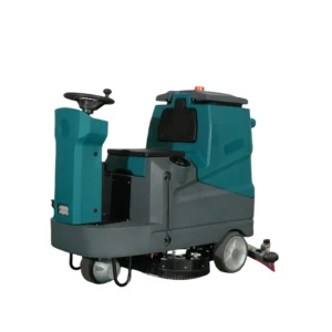 C810 Ride-on Floor Scrubber 810mm cleaning width, battery powered industrial floor scrubbing machine for factory warehouse hospital hard floor cleaning, dual disc brush automatic floor washer