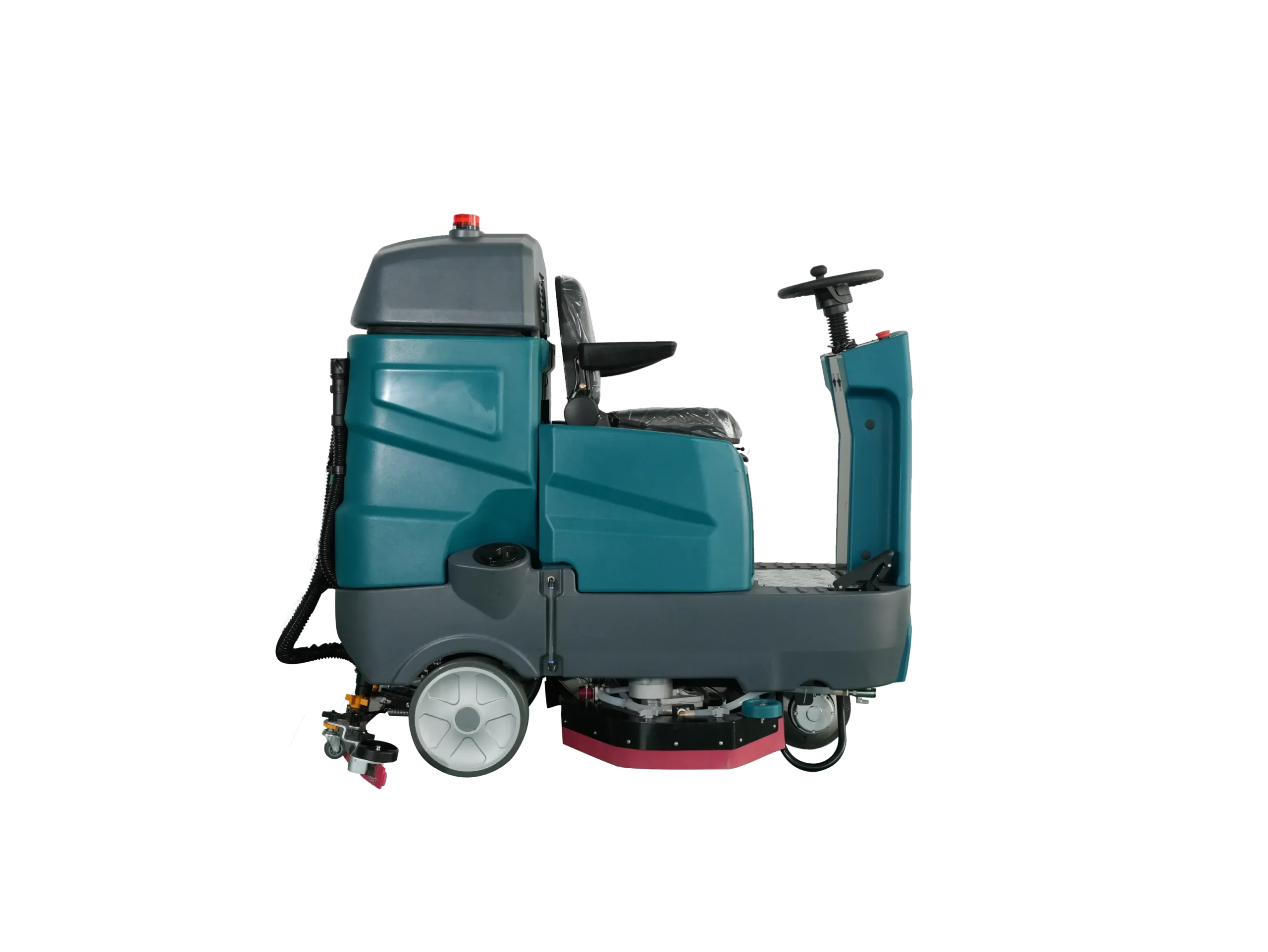 C910 Heavy-Duty Ride-on Floor Scrubber Multi-Angle Photo | All-in-one Floor Washer Dryer Multi-angle shot of C910 heavy duty ride-on floor scrubber dryer, LED & LCD display commercial floor cleaning equipment for various hard floors